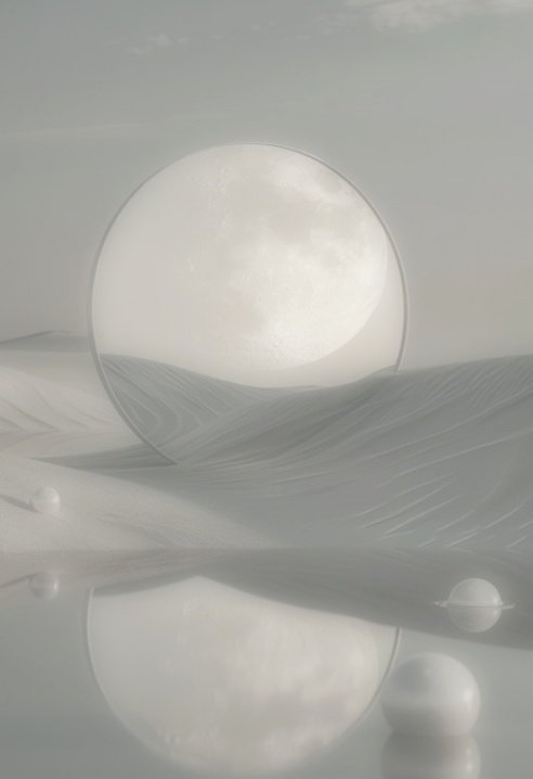 Surreal moon orb over pale dunes